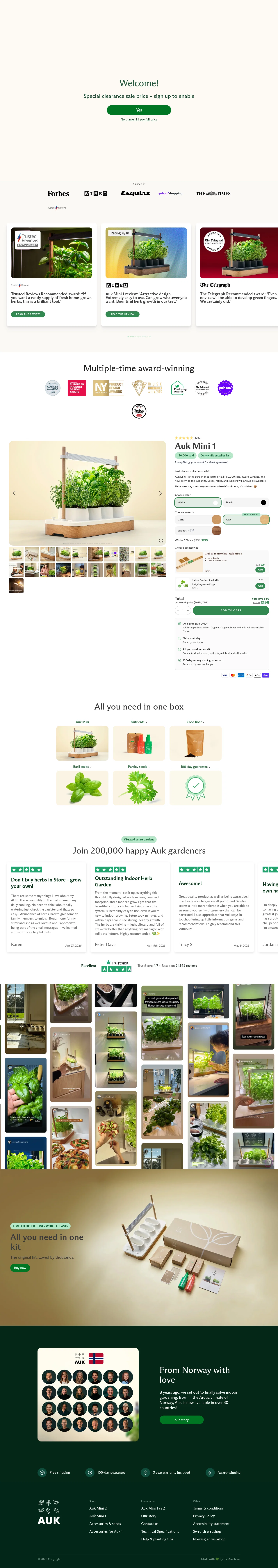 Auk landing page