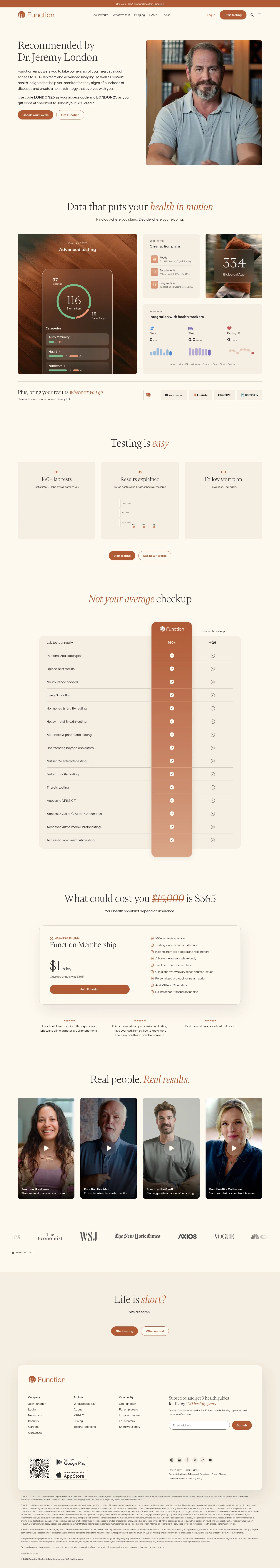Function Health landing page