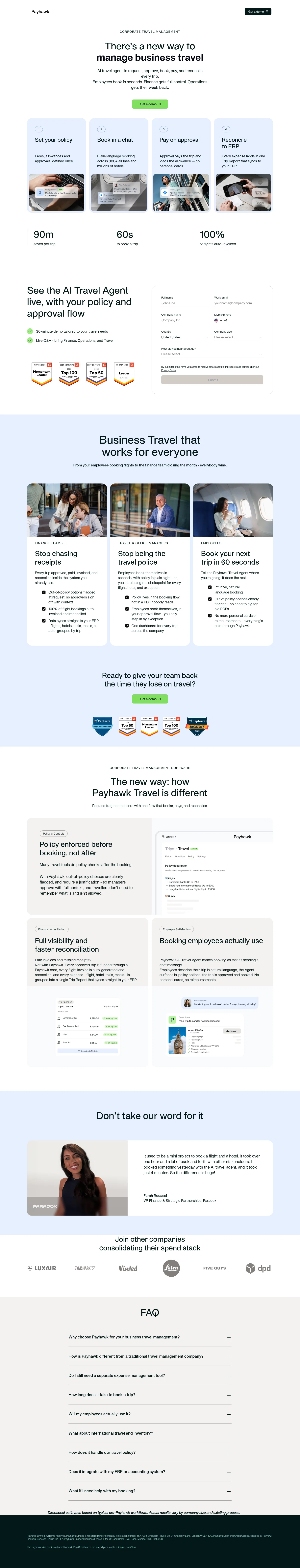 Payhawk landing page