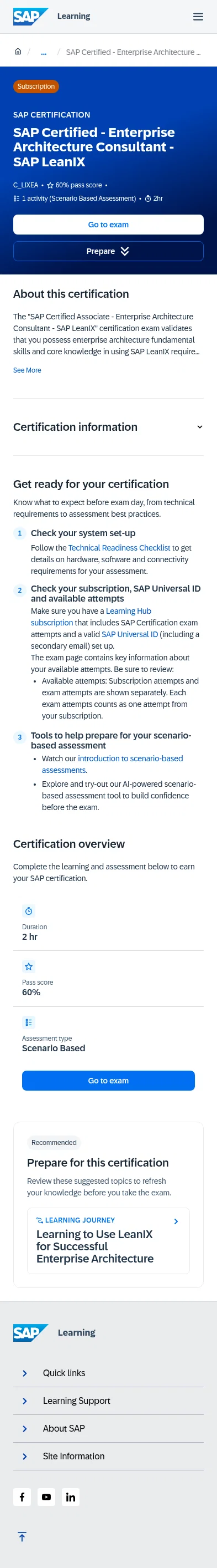 learning.sap.com/certifications/sap-certified-associate-enterprise-architecture-consultant-sap-leanix on mobile