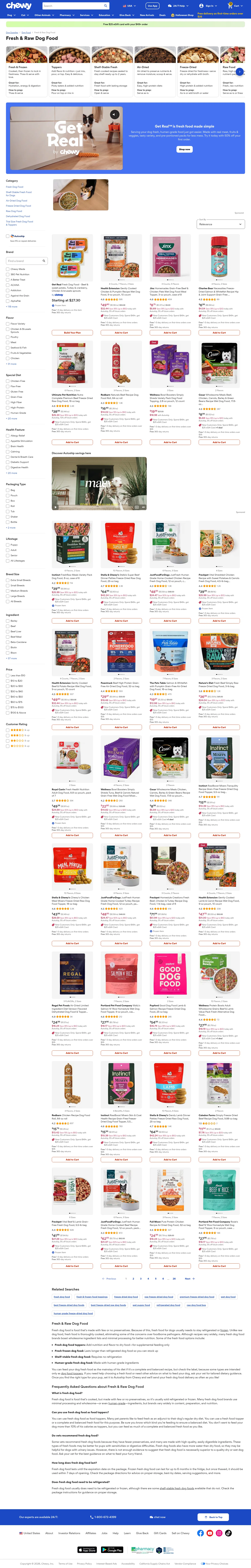 chewy.com/b/fresh-raw-dog-food-8321 on desktop, full screenshot