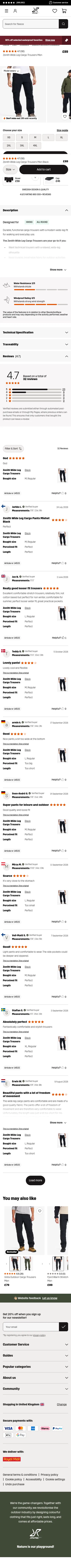 revolutionrace.co.uk/men/trousers/walking-hiking-trousers/zenith-wide-leg-cargo-pants-men on mobile, full screenshot