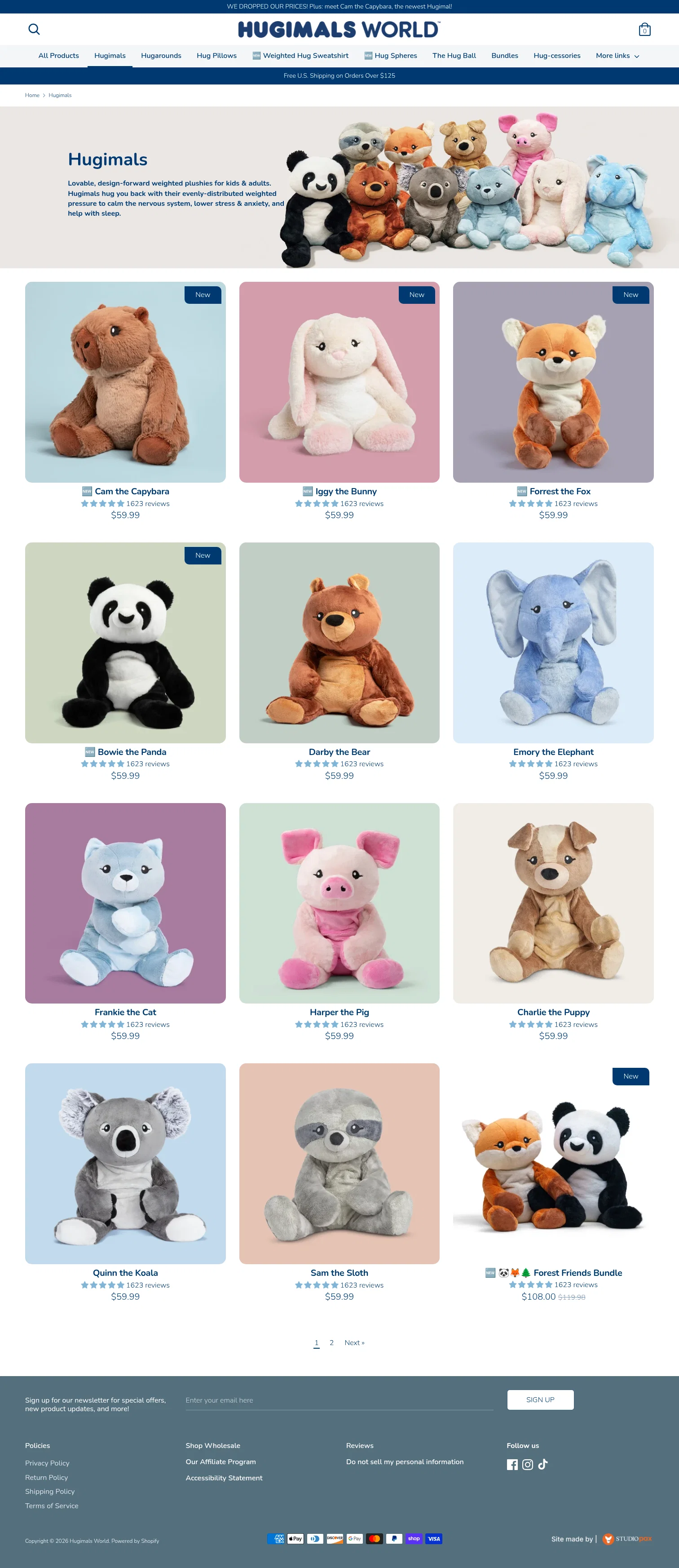 Hugimals World landing page