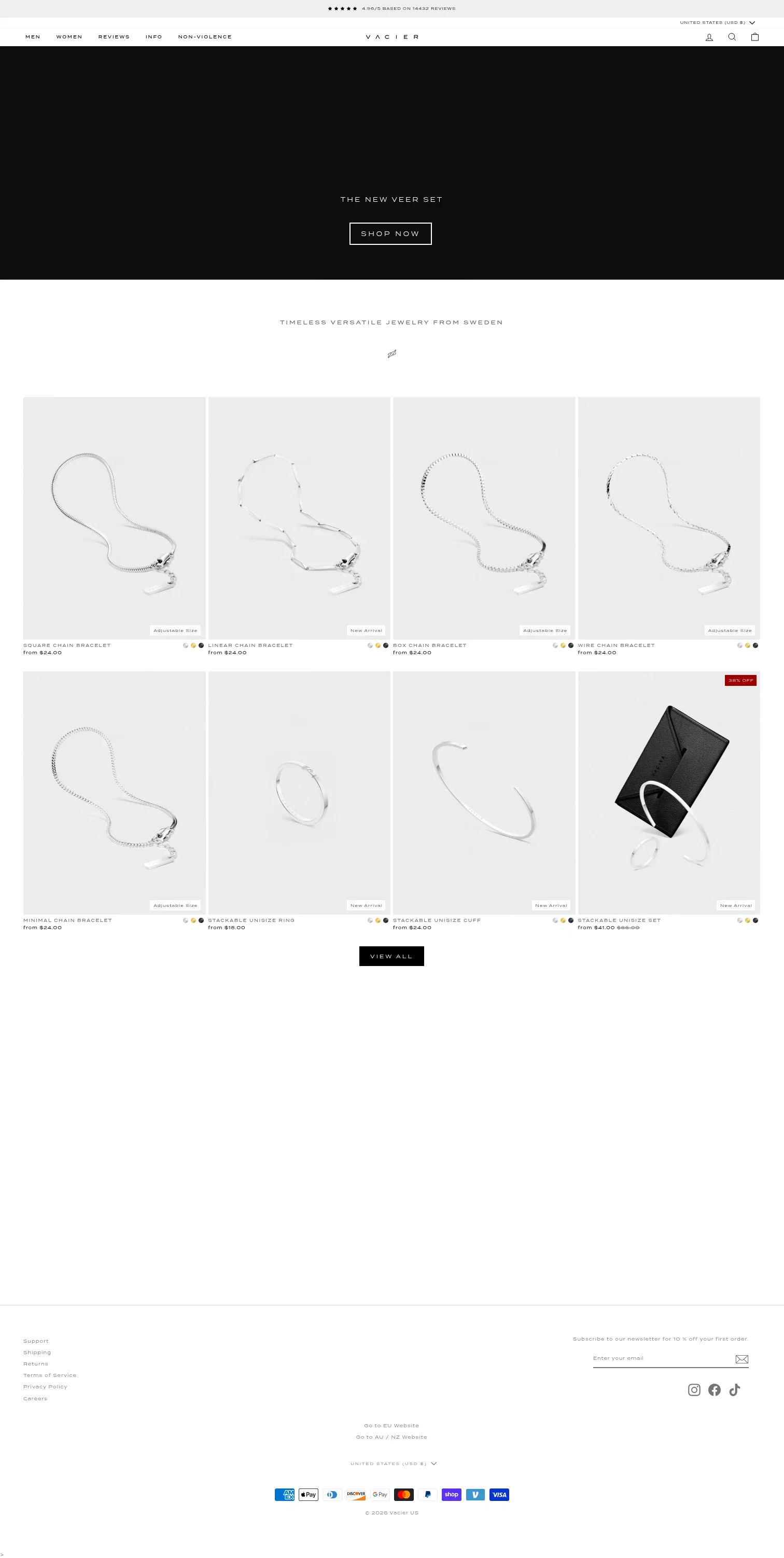 vacier.com/pages/men on desktop