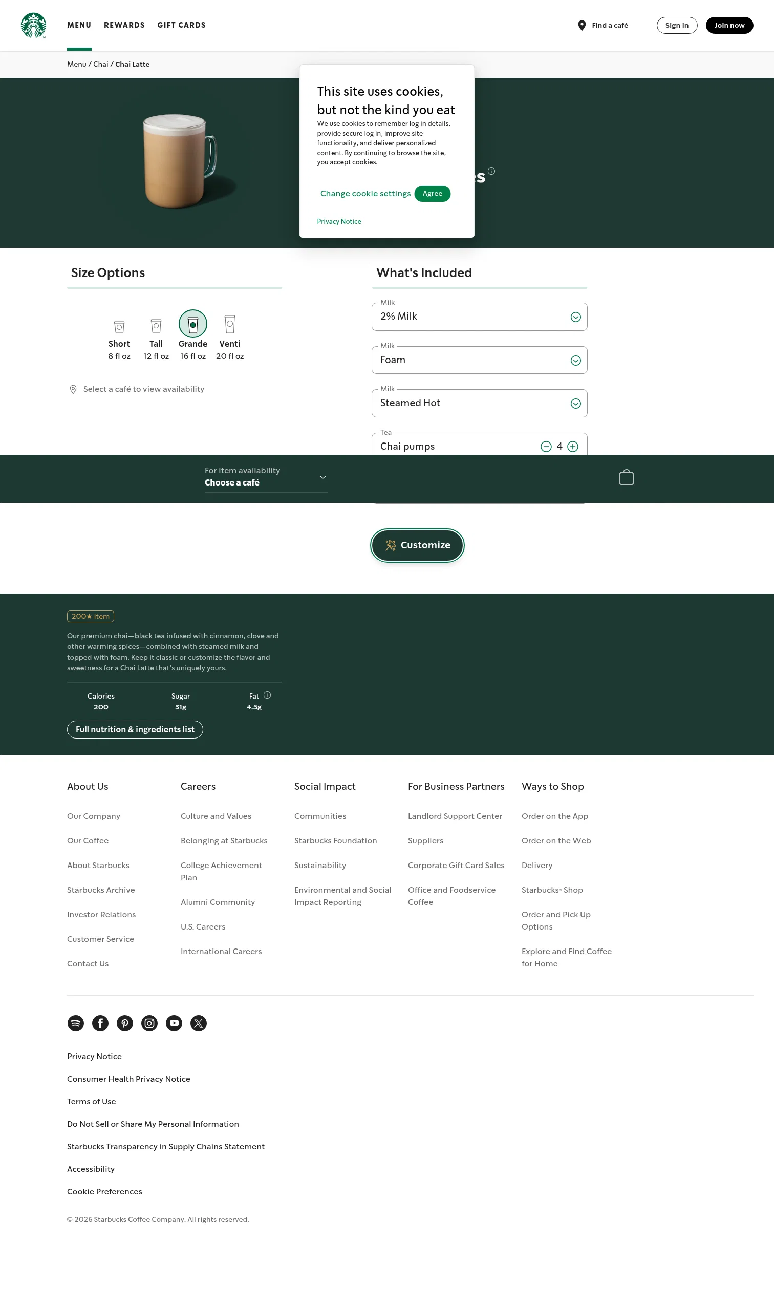 Starbucks Corporation landing page