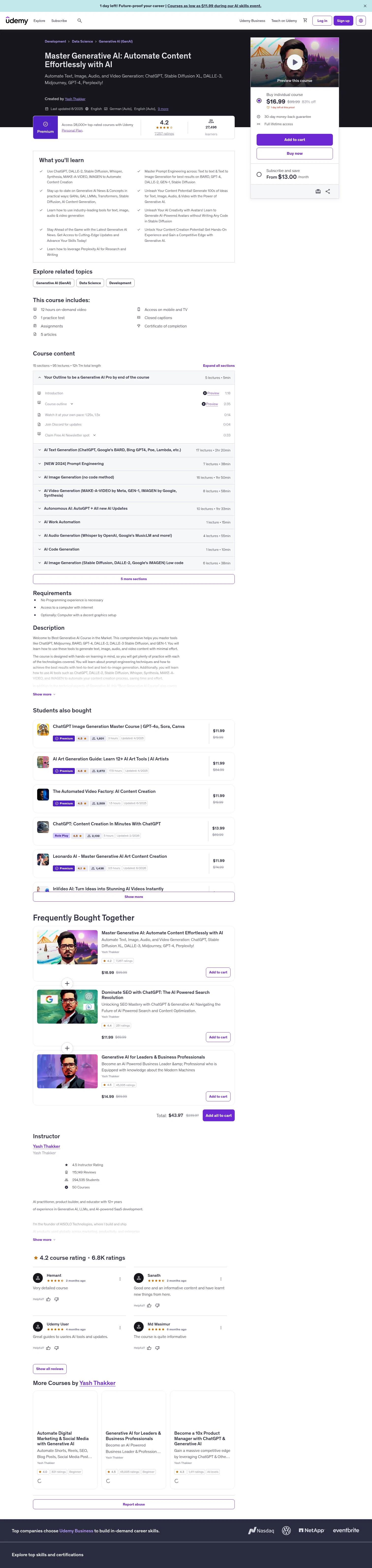 udemy.com/ai-content-generation on desktop, full screenshot