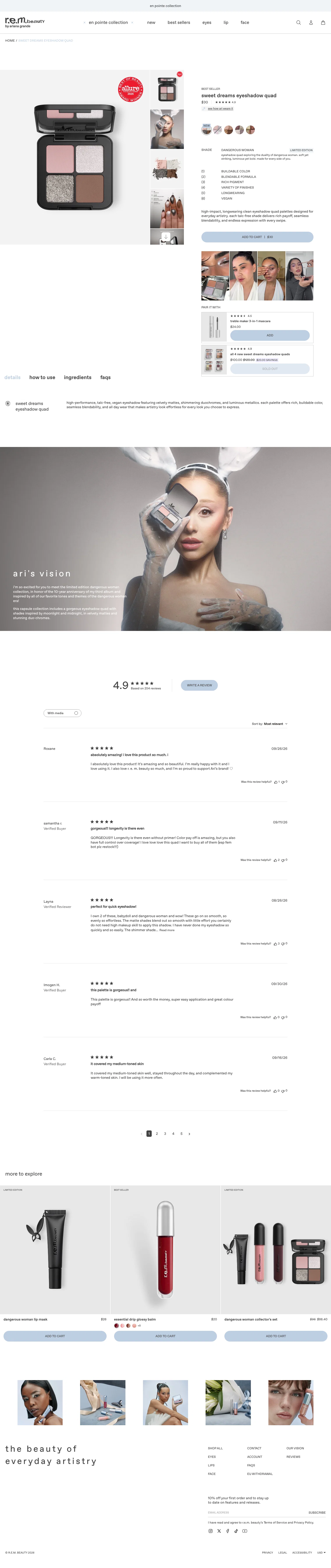 rem beauty landing page