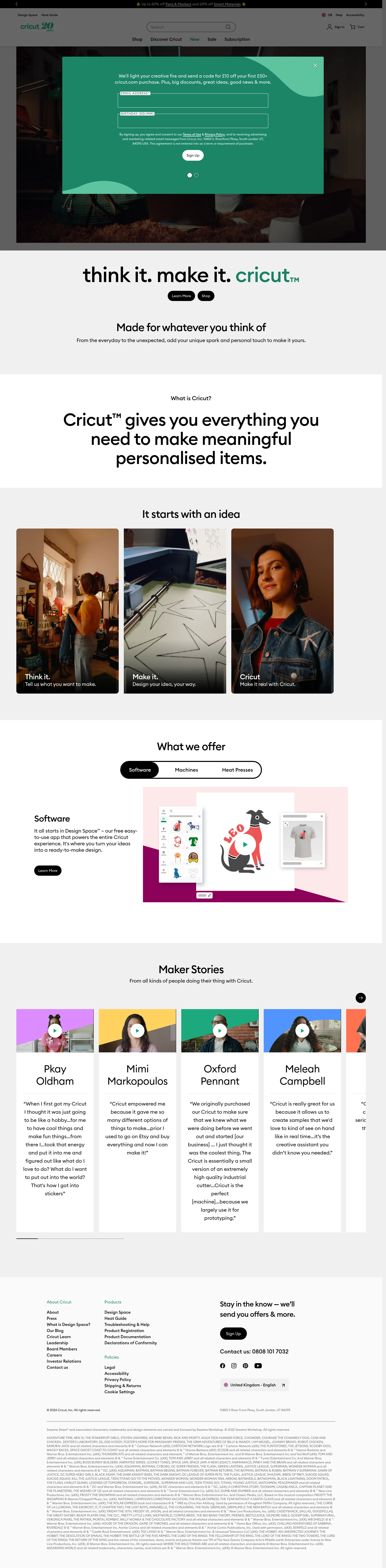 Cricut landing page