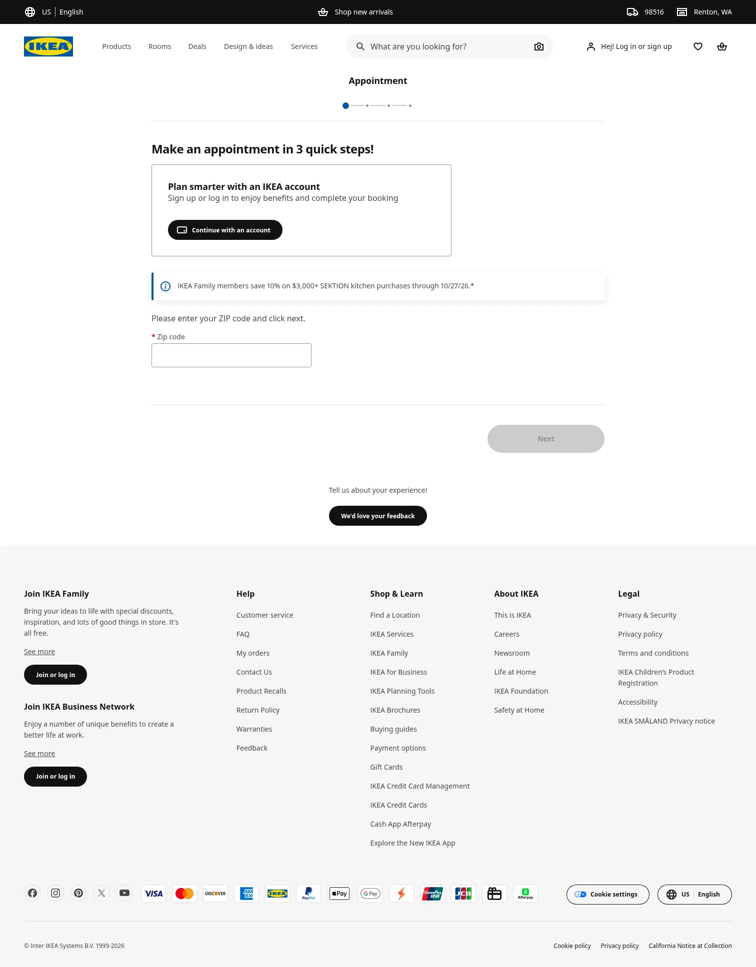 ikea.com/us/en/appointment/kitchen on desktop, full screenshot