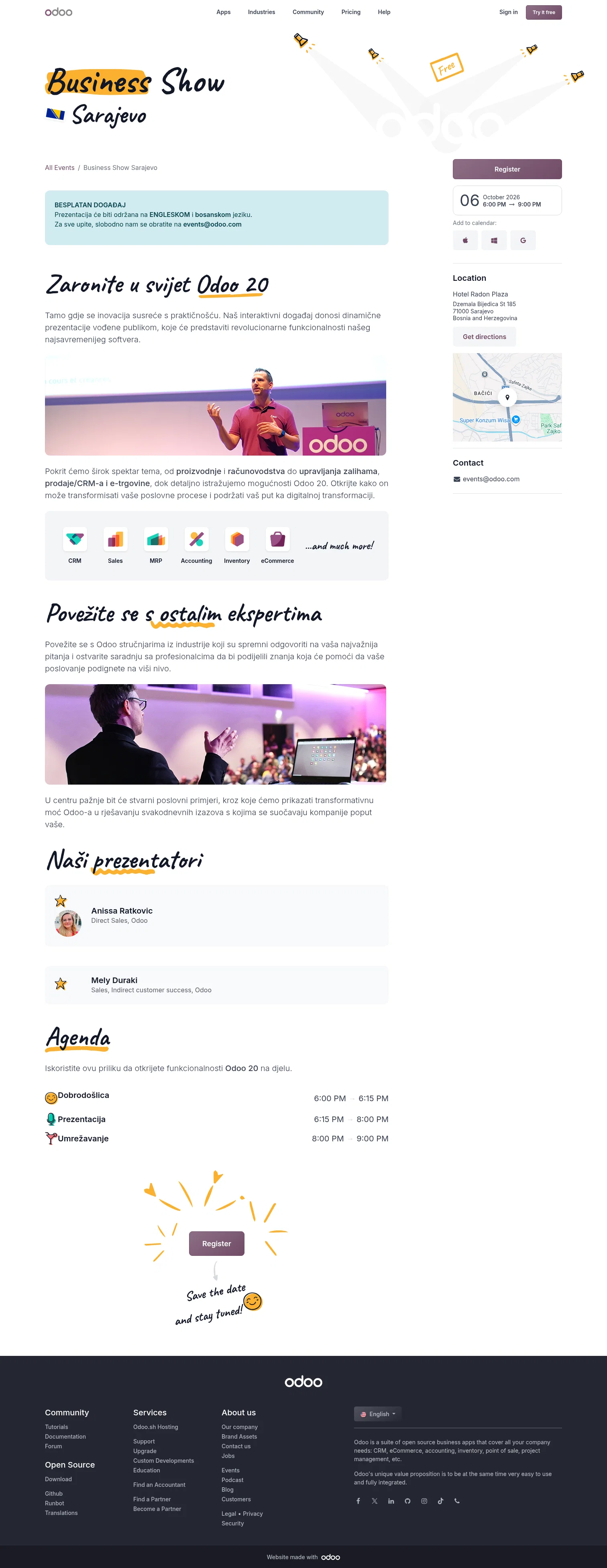 odoo.com/event/business-show-sarajevo-11946/register on desktop