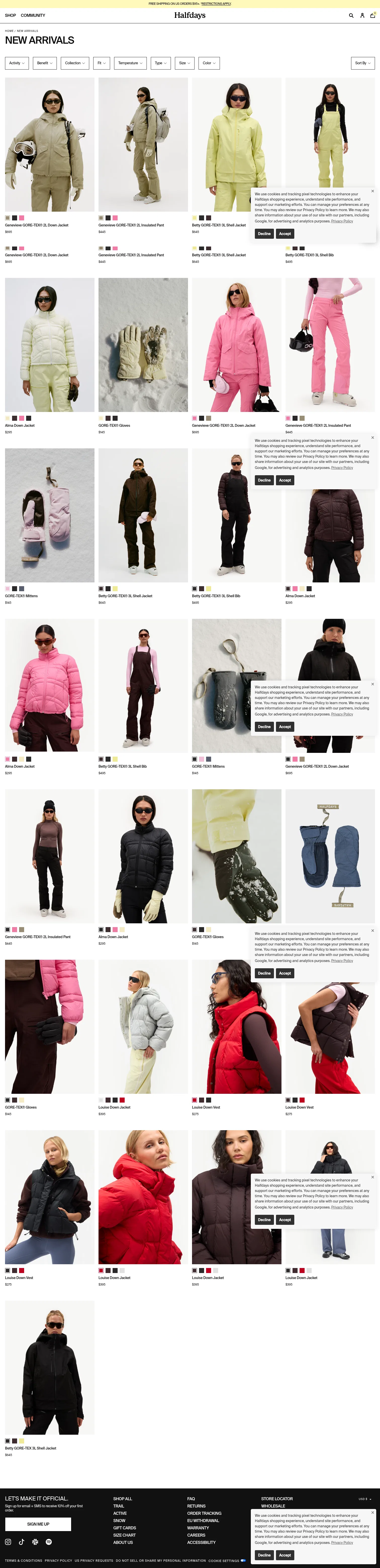 halfdays.com/collections/new-arrivals on desktop, full screenshot