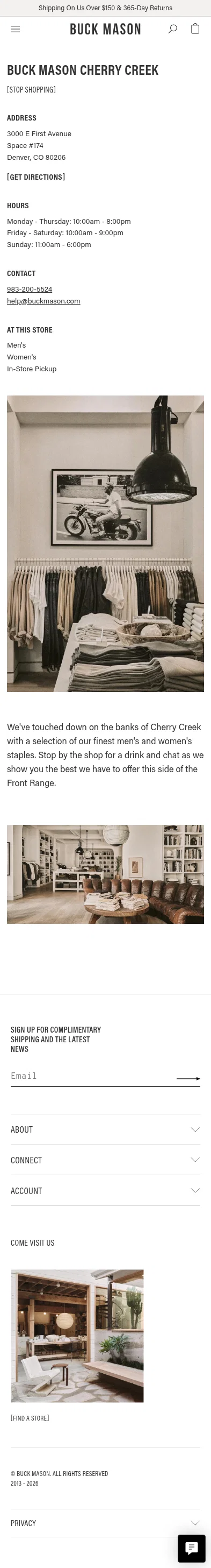 buckmason.com/pages/buck-mason-cherry-creek on mobile