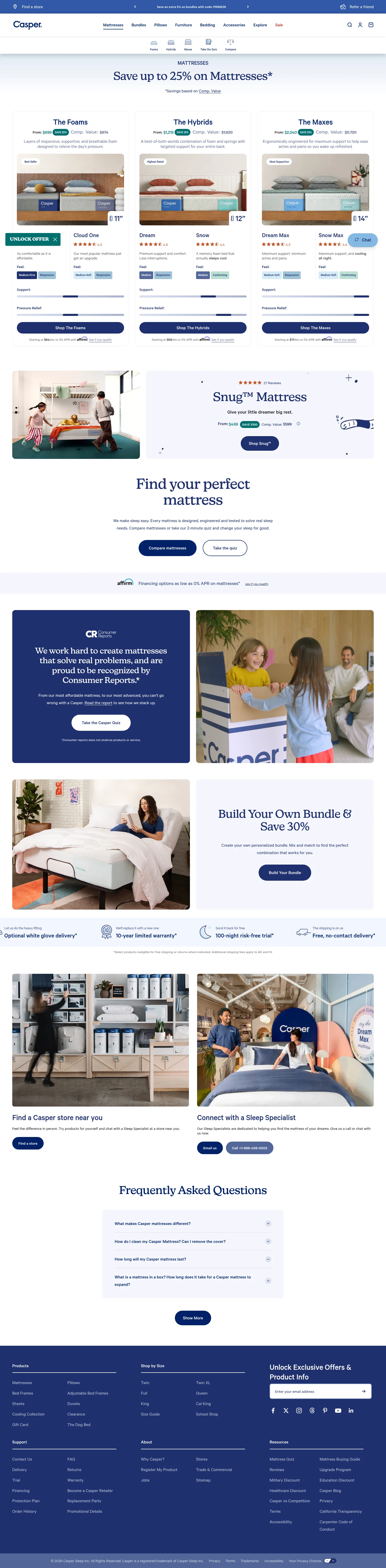 Casper landing page