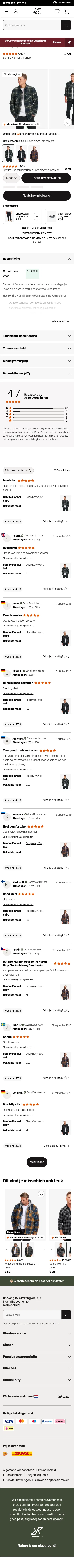 revolutionrace.nl/heren/truien/overhemden/bonfire-flannel-shirt-men on mobile, full screenshot