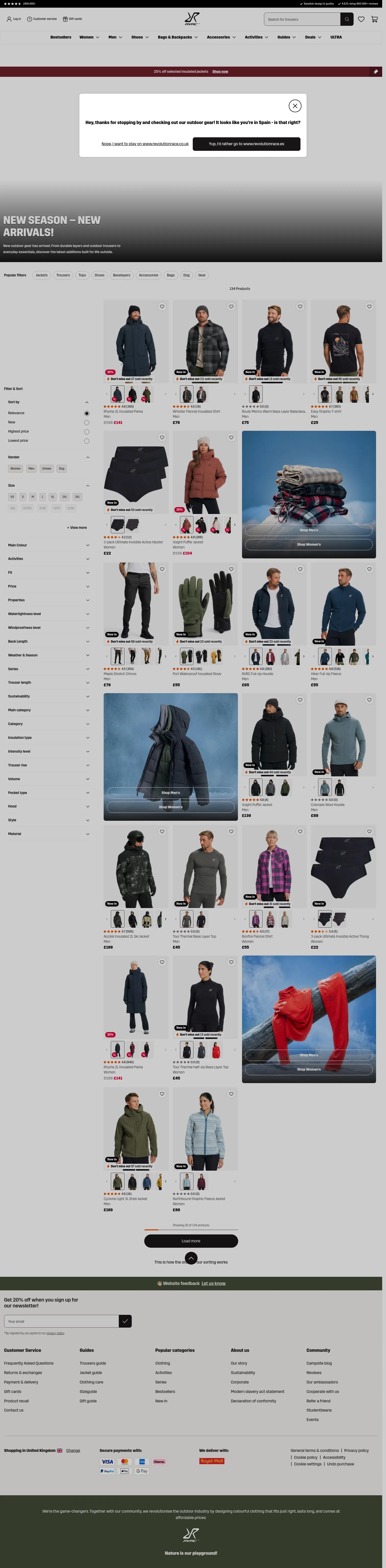 revolutionrace.co.uk/new-in on desktop, full screenshot