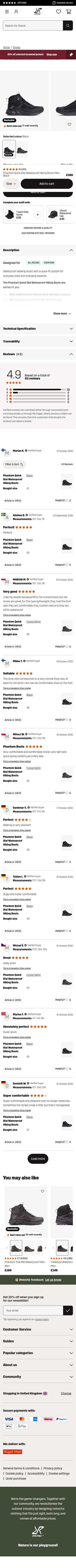 revolutionrace.co.uk/shoes/phantom-quick-dial-waterproof-hiking-boots-men on mobile, full screenshot