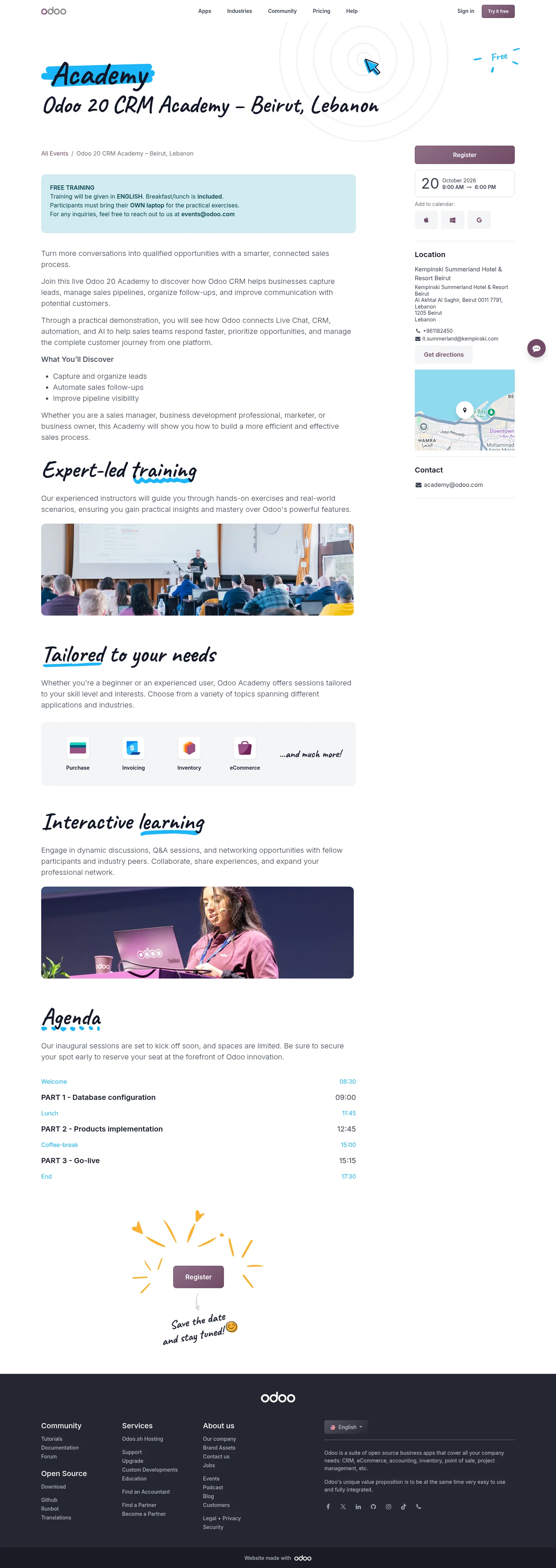 odoo.com/event/odoo-20-crm-academy-beirut-lebanon-12539/register on desktop