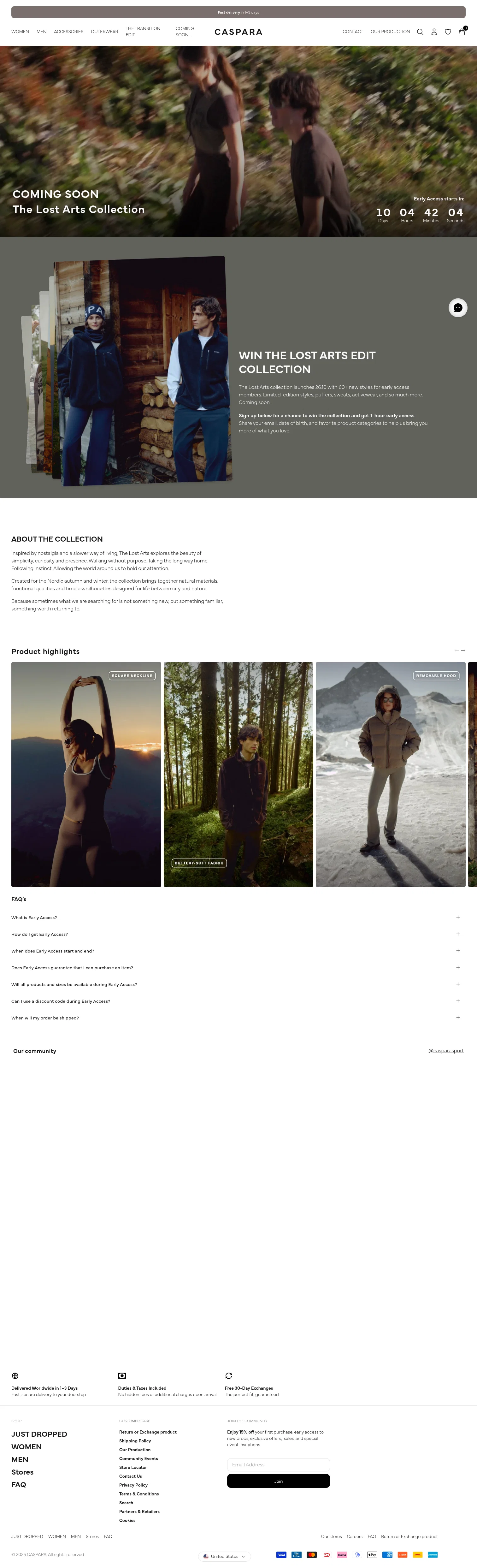 Caspara Sports landing page