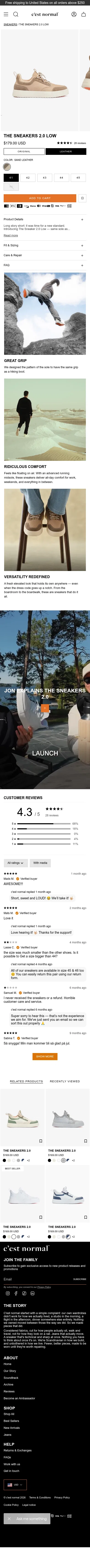 cestnormal.com/products/the-sneakers-2-0-low-sandleather on mobile, full screenshot