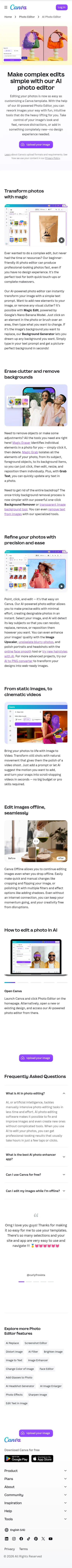 canva.com/features/ai-photo-editing on mobile, full screenshot