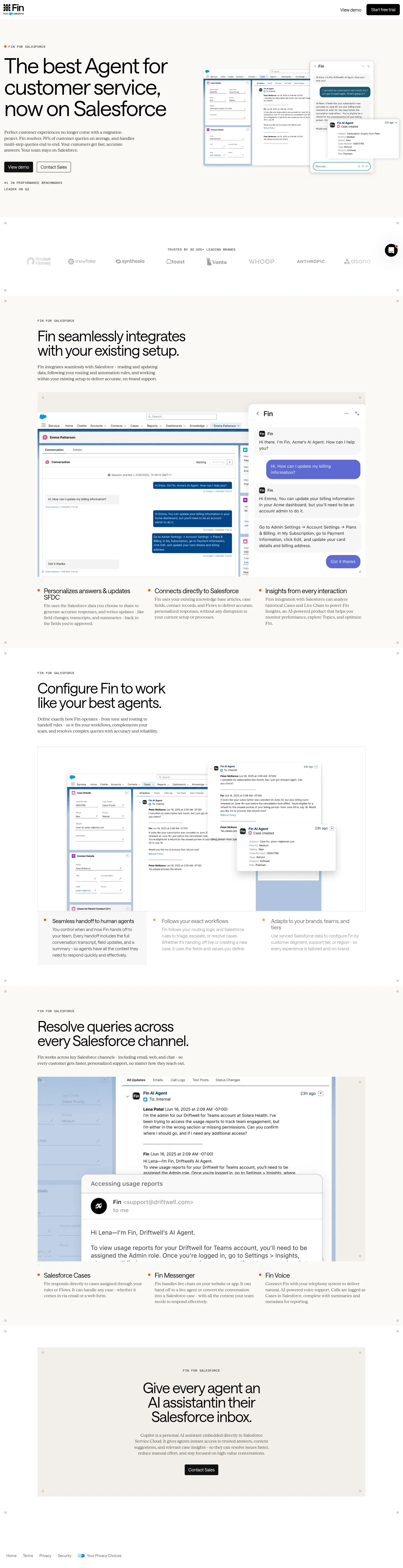 Intercom landing page