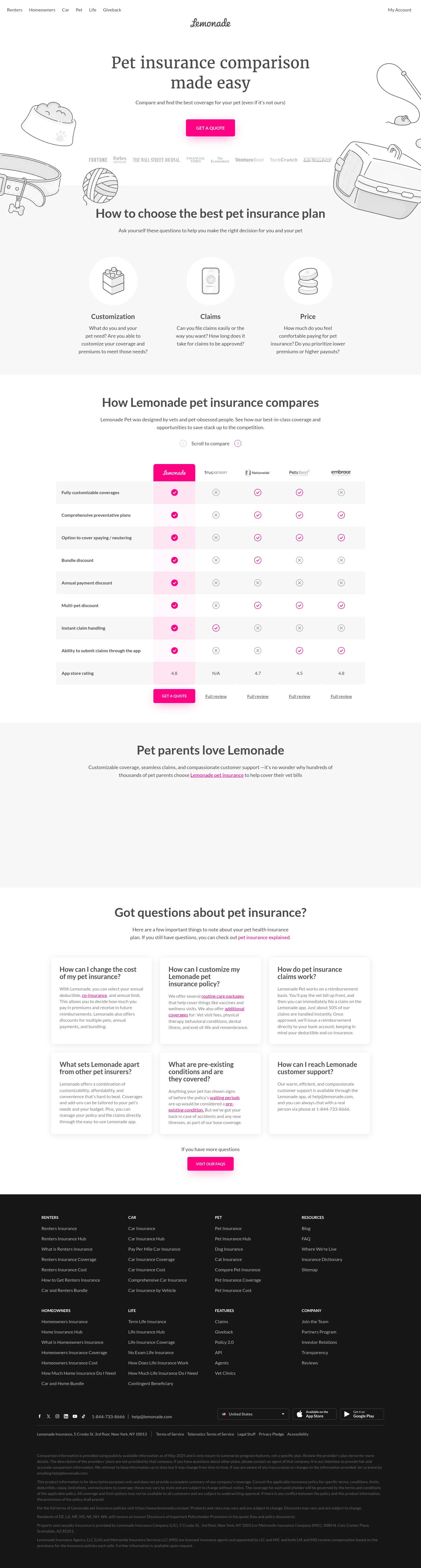 lemonade.com/pet/compare on desktop
