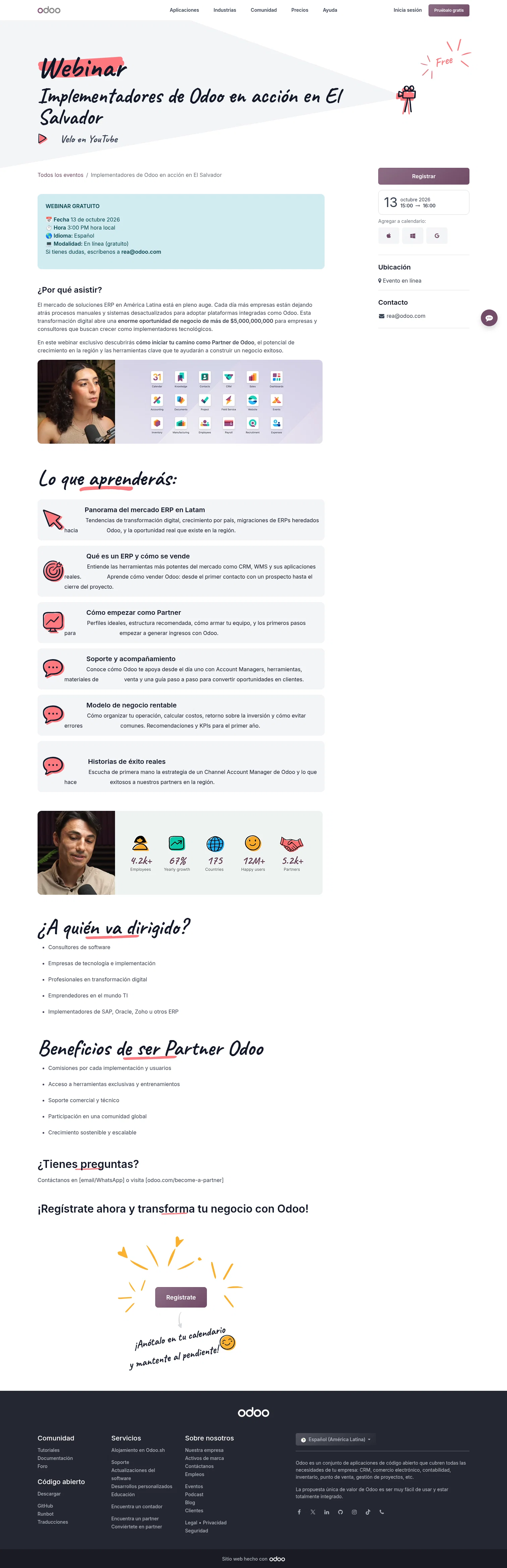 odoo.com/es/event/implementadores-de-odoo-en-accion-en-el-salvador-12667/register on desktop