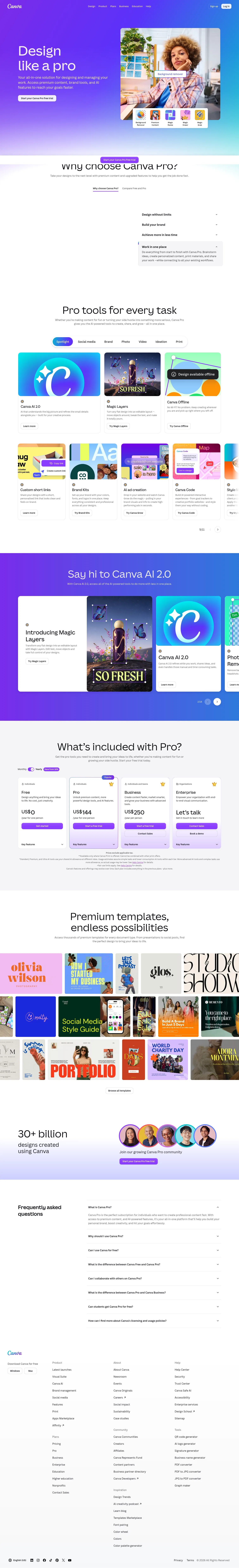 canva.com/pro on desktop, full screenshot