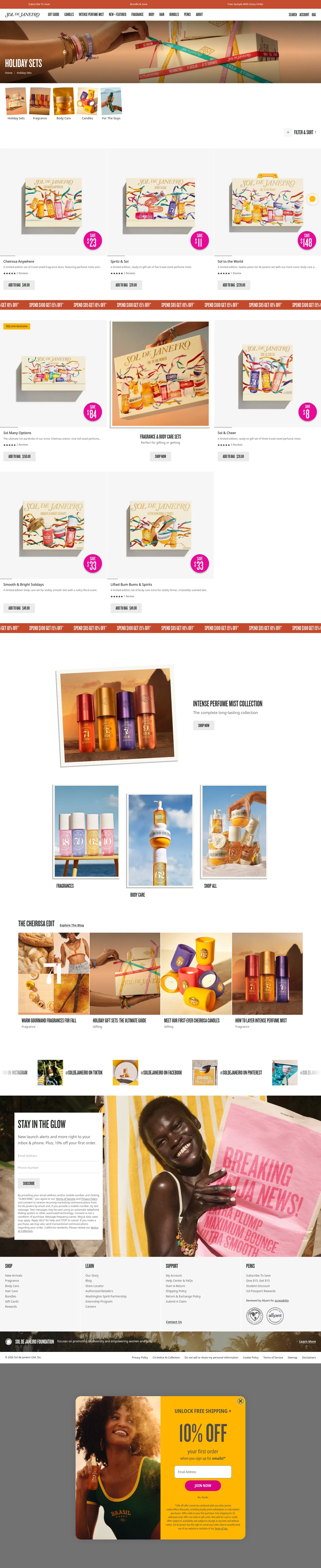 soldejaneiro.com/collections/holiday-value-sets on desktop, full screenshot