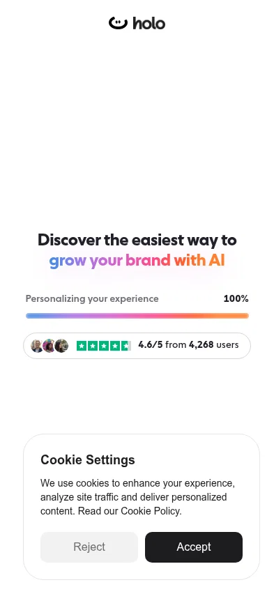 Holo landing page