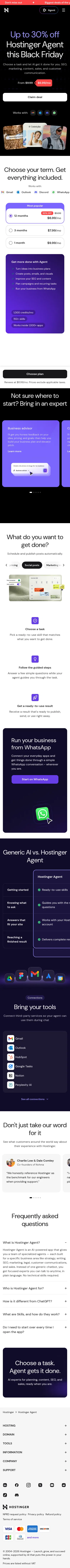 hostinger.com/hostinger-agent on mobile, full screenshot