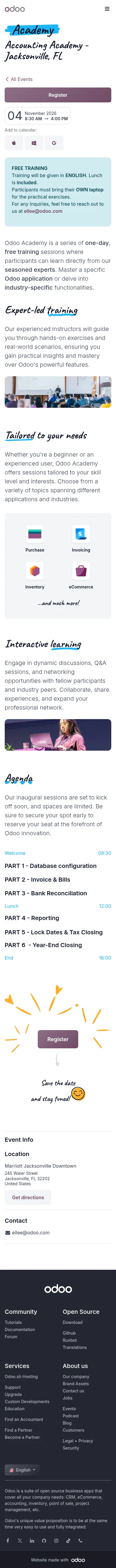 odoo.com/event/accounting-academy-jacksonville-fl-12249/register on mobile, full screenshot