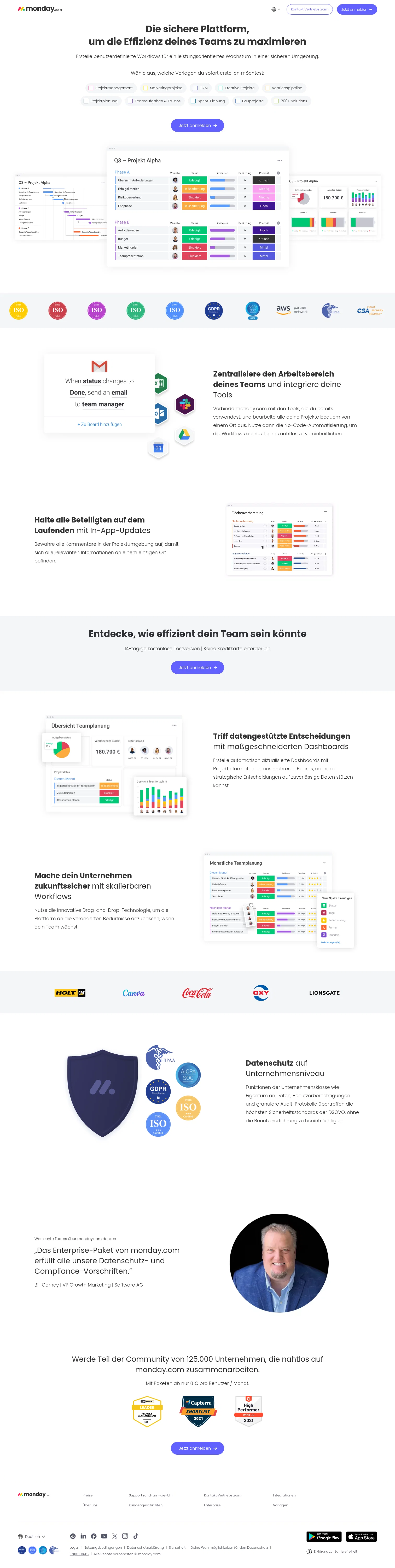 monday.com landing page