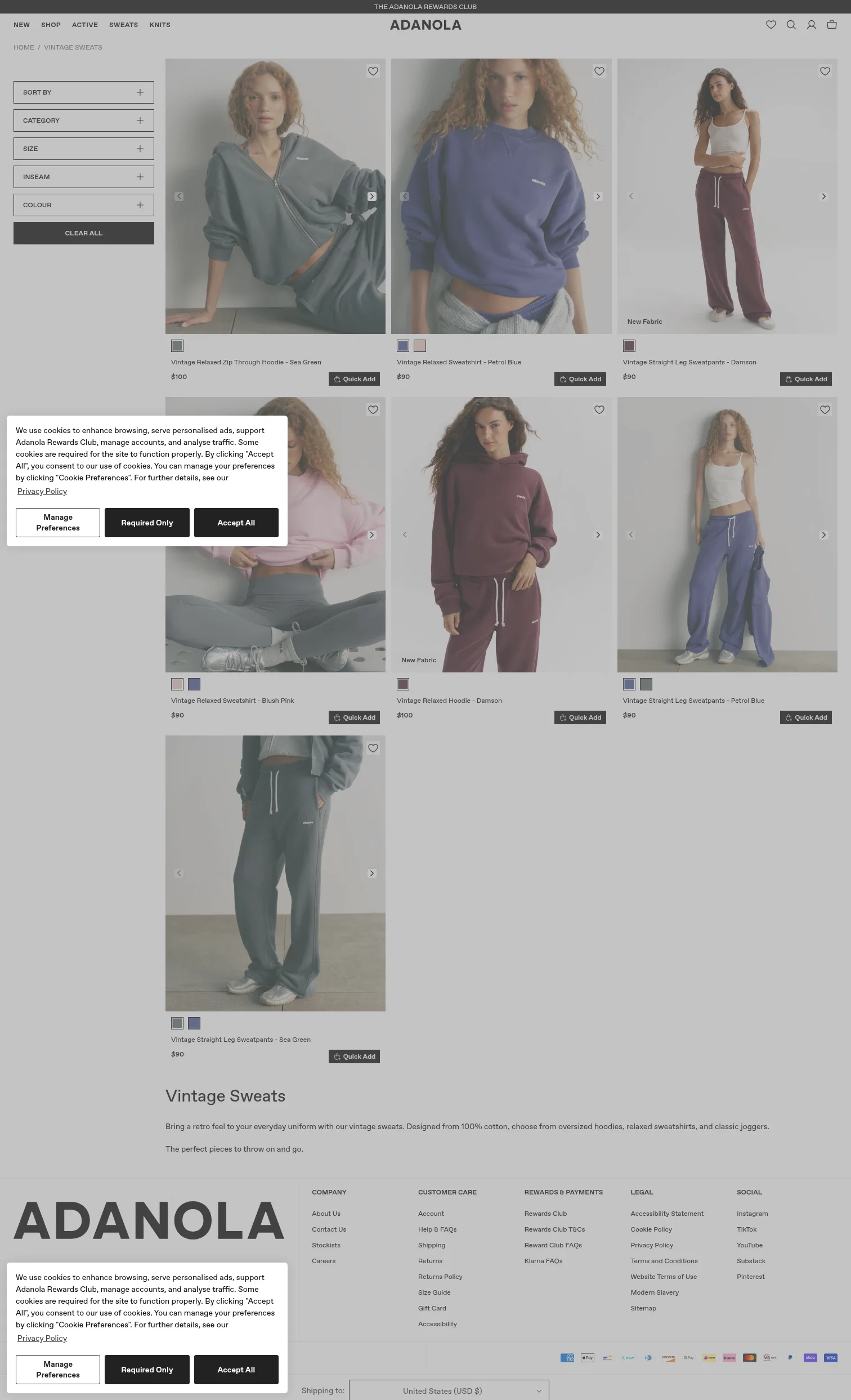 Adanola landing page