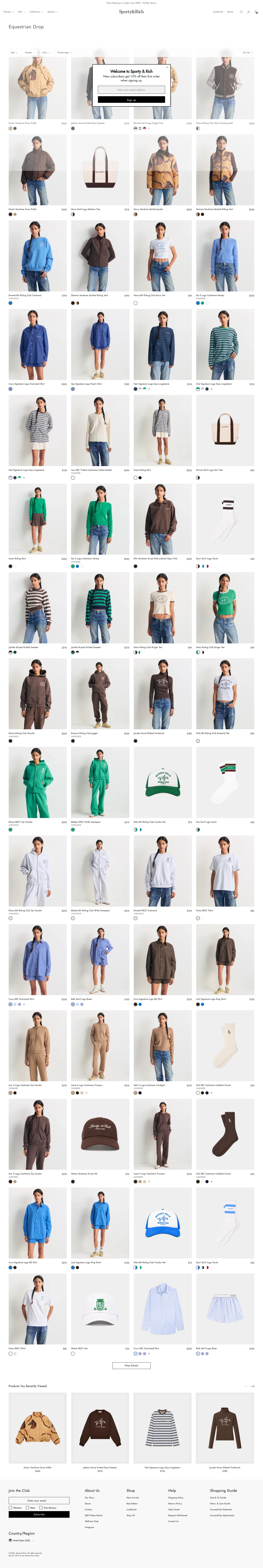 sportyandrich.com/collections/equestrian-fw26 on desktop, full screenshot