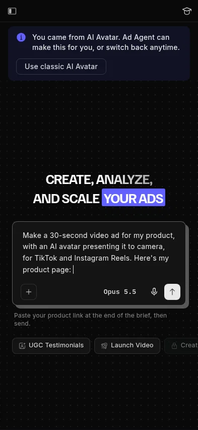app.creatify.ai/tool/ai-avatar on mobile