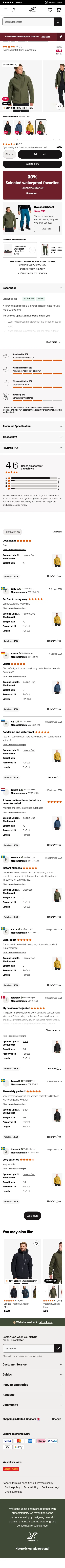 revolutionrace.co.uk/men/jackets/shell-jackets/cyclone-light-3l-shell-jacket-men on mobile, full screenshot