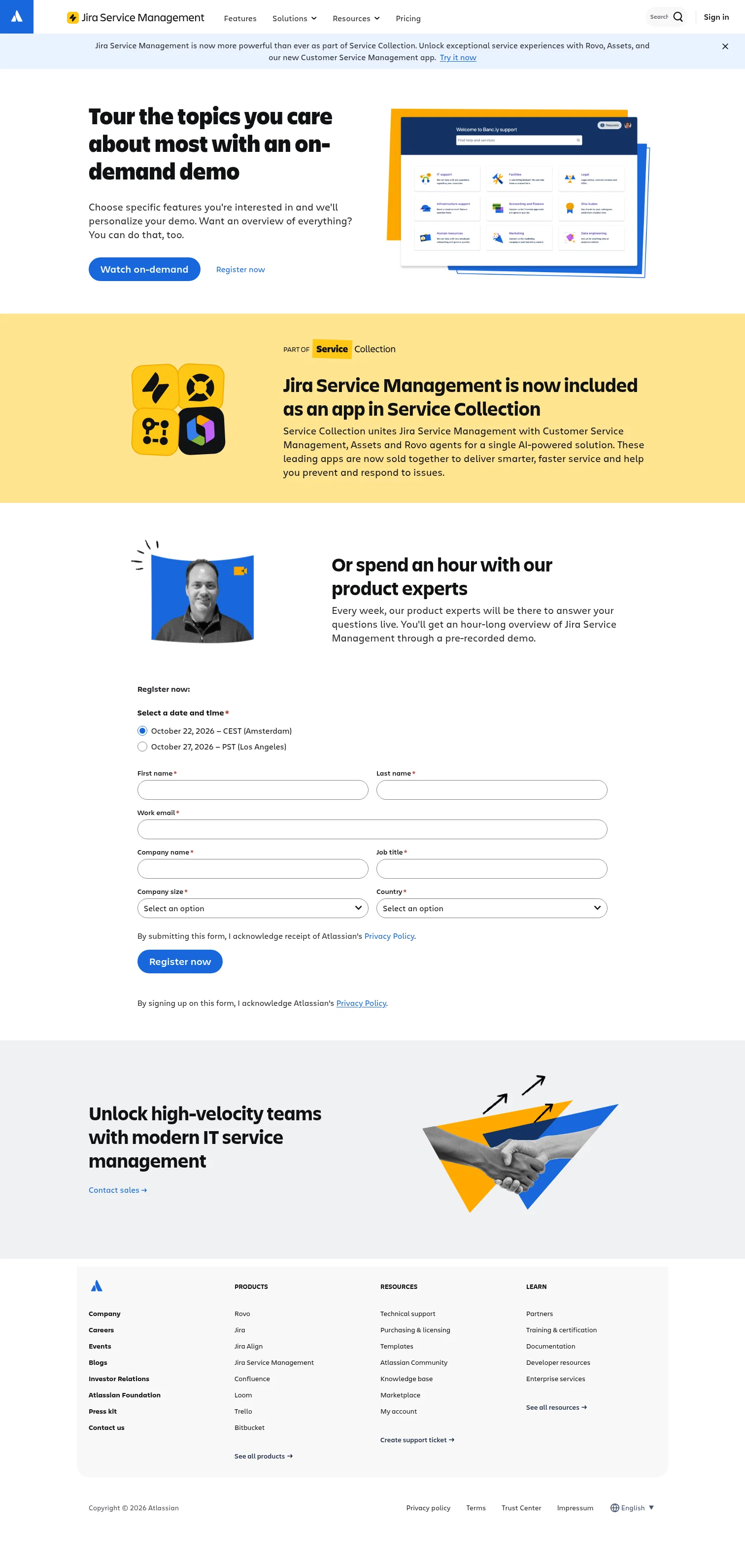 atlassian.com/software/jira/service-management/demo on desktop