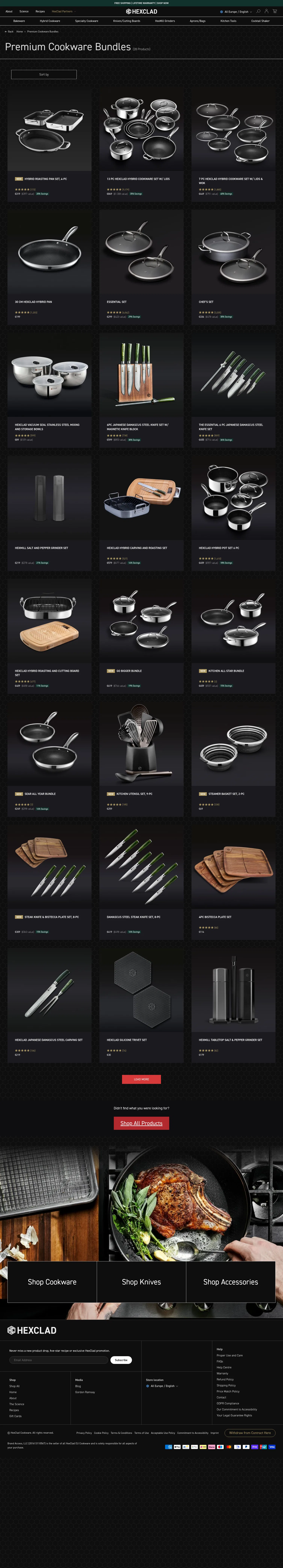 hexclad.eu/collections/bundles on desktop, full screenshot