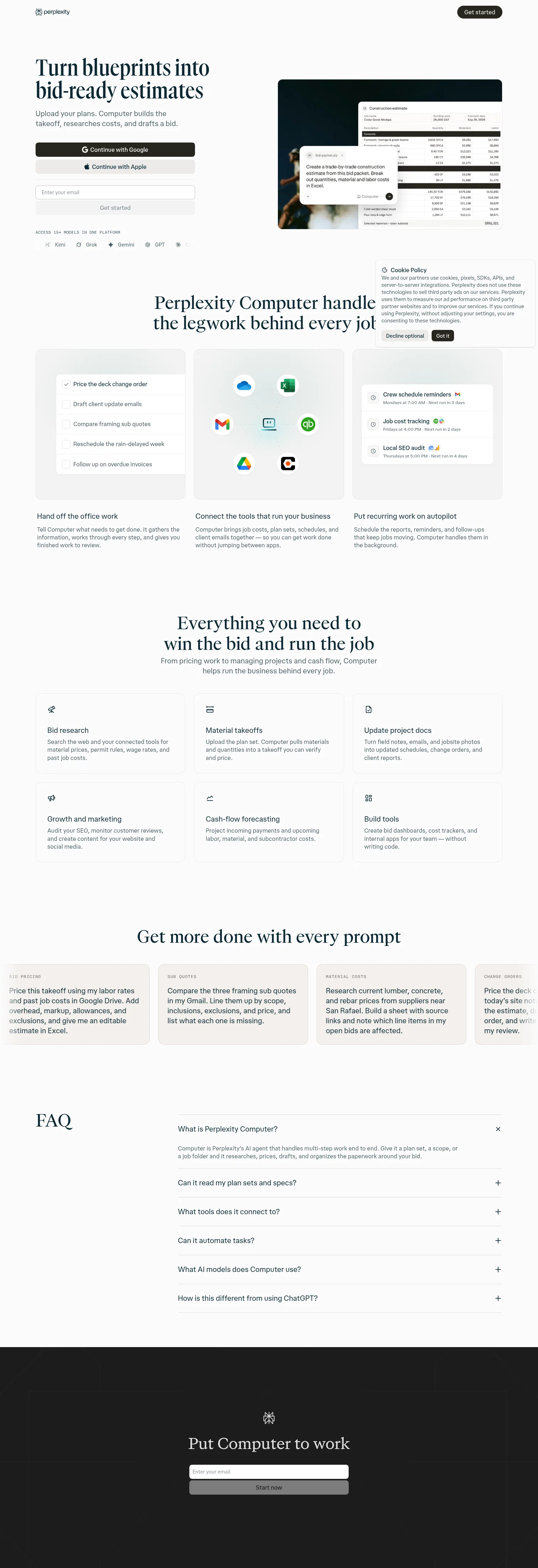 Perplexity AI landing page