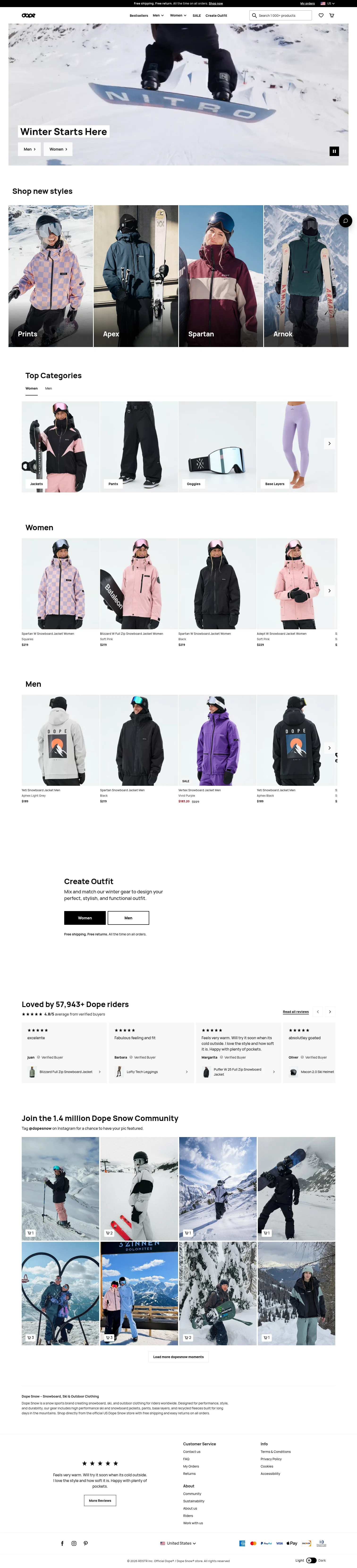dopesnow.com on desktop, full screenshot