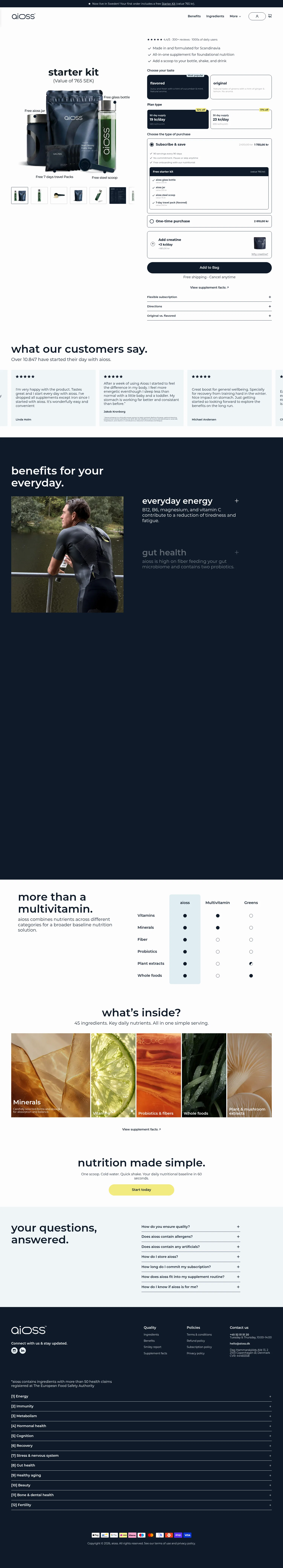 Aioss landing page