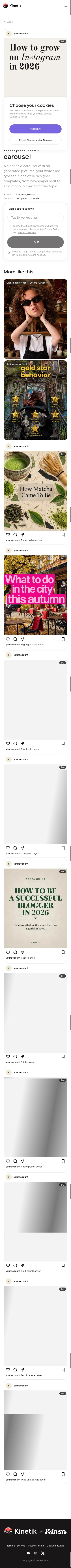 kineto.app/p/atlas/simple-templates on mobile, full screenshot