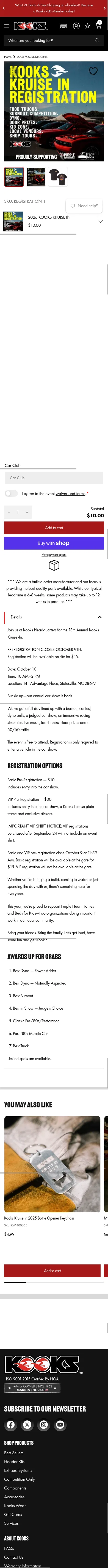 kooksheaders.com/products/2026-kooks-kruise-in on mobile, full screenshot