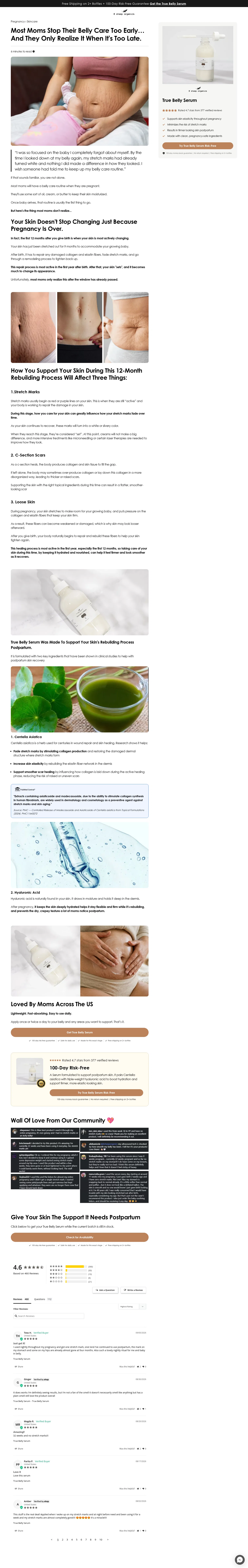 8sheep.com/pages/true-belly-serum-advertorial on desktop, full screenshot