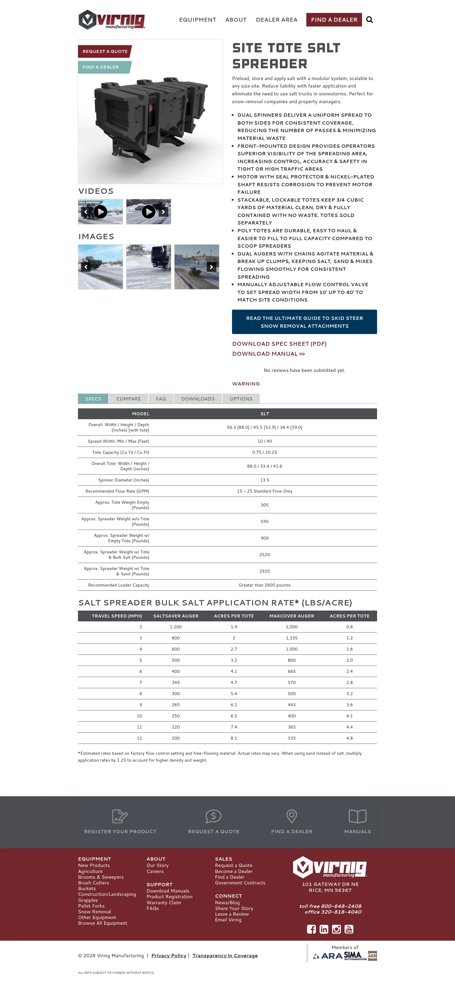 virnigmfg.com/product/salt-spreader on desktop, full screenshot