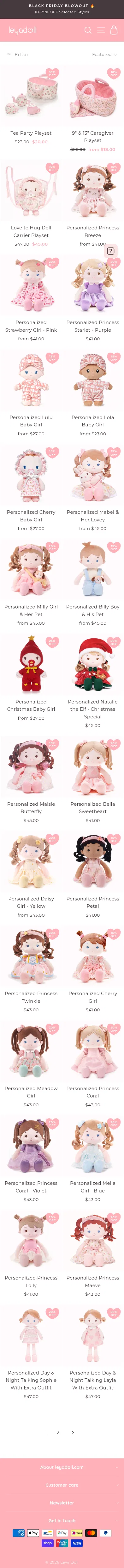 leyadoll.com/collections/tea-party-fun on mobile, full screenshot