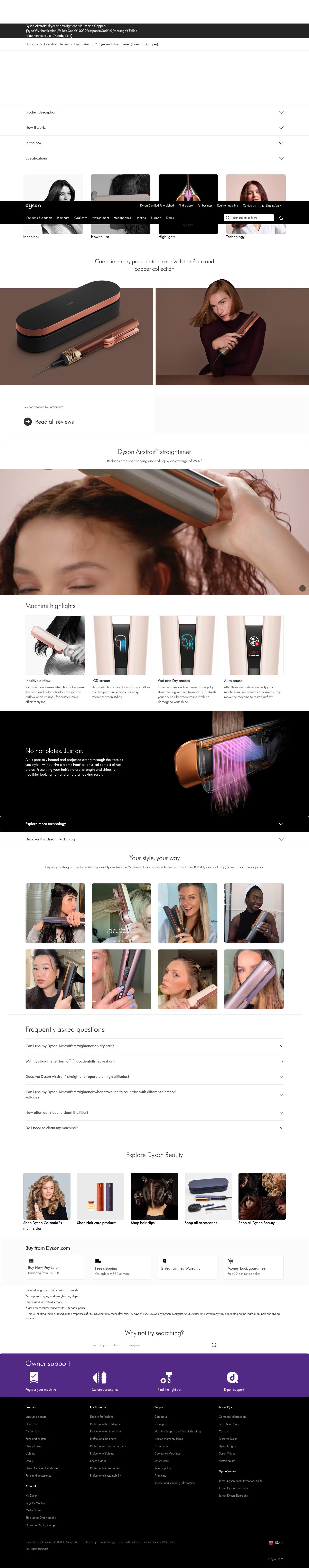 Dyson landing page