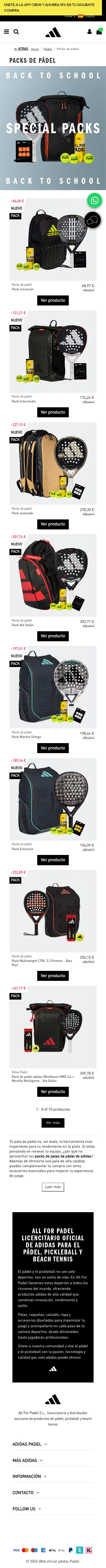 allforpadel.com/es/109-packs-de-padel on mobile