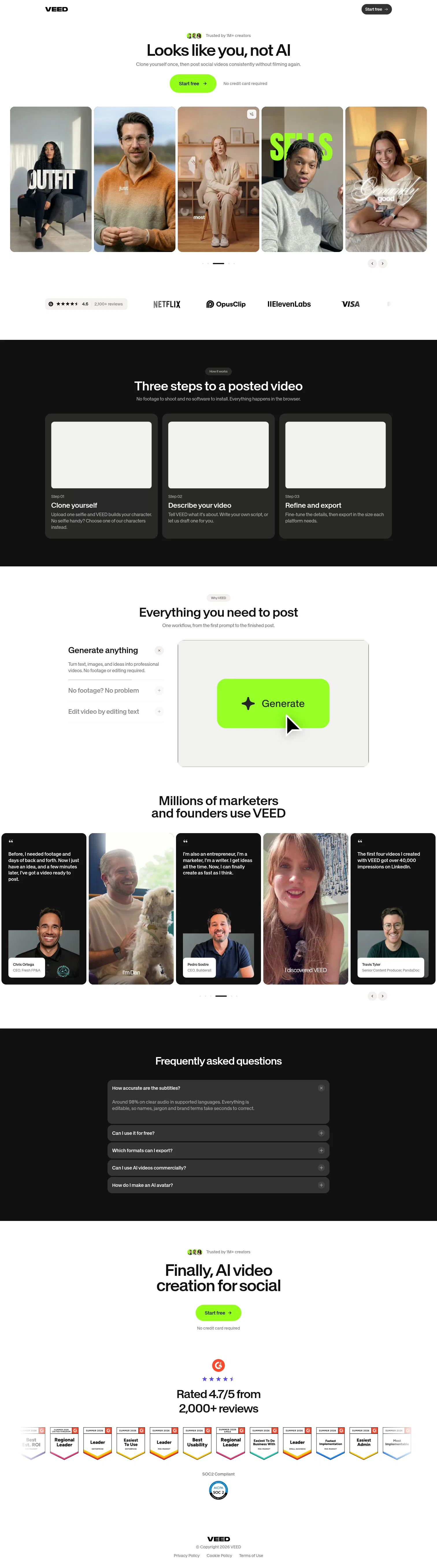 veed.io/paid-lp/narratives/founder on desktop, full screenshot